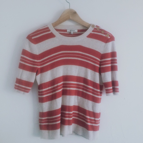Madewell Ribbed Short Sleeve Striped Sweater - Picture 4 of 8